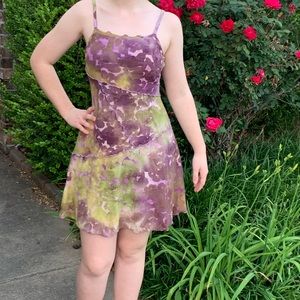 Wild Fable XS purple/green Lilly pad textured dress